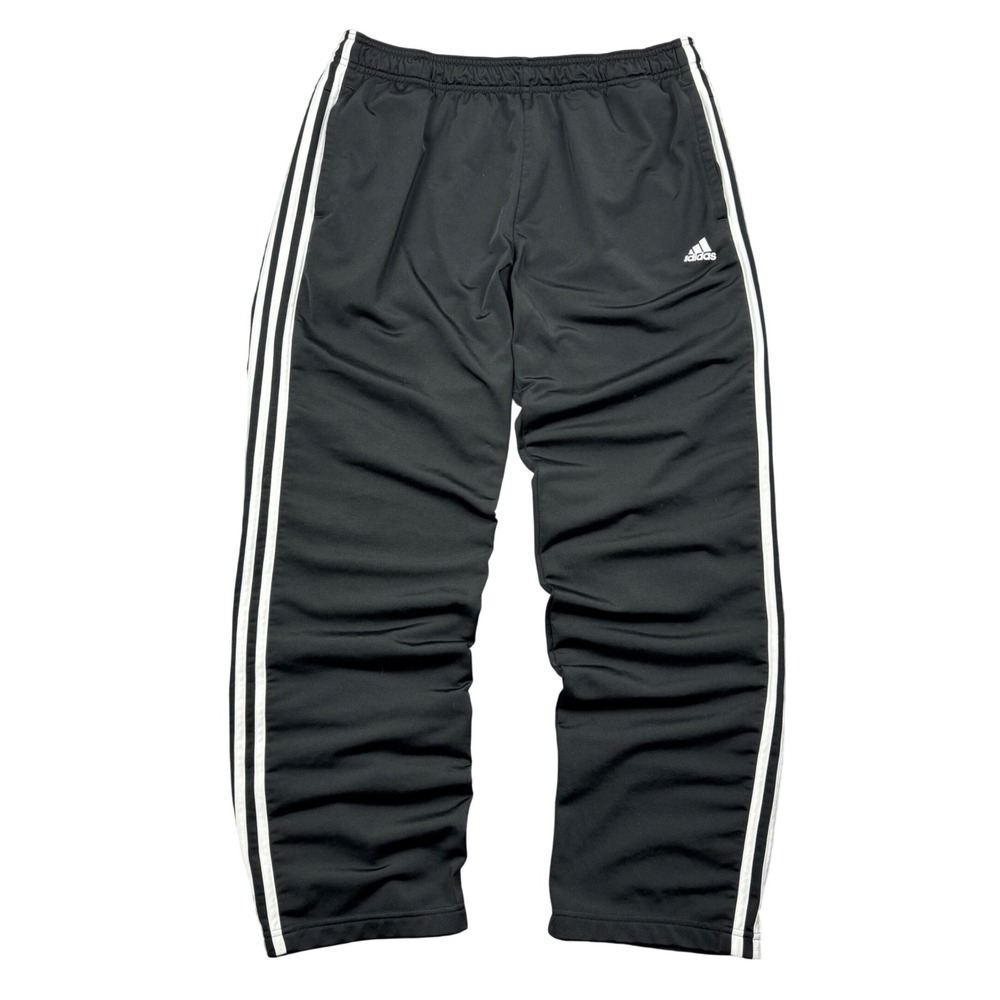 Adidas Mens XL Sweatpants Black‎ White 3 Stripe Baggy Loose Workout Gym Athletic